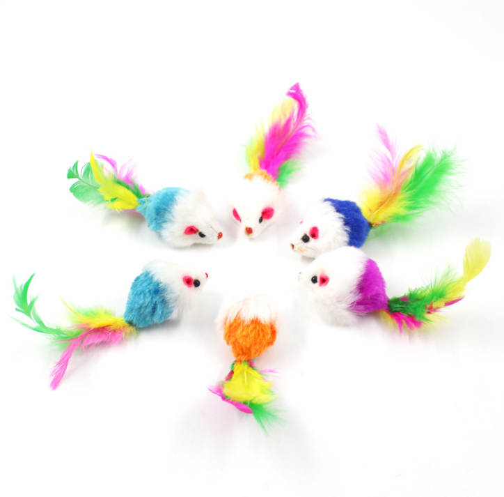 Cat Toy Mouse with Feathers main image